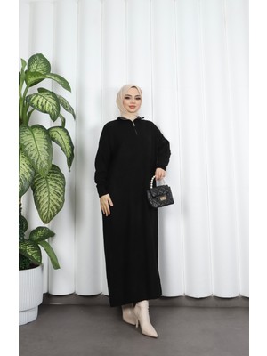 Nisum Moda Fitilli Fermuarlı Triko Elbise