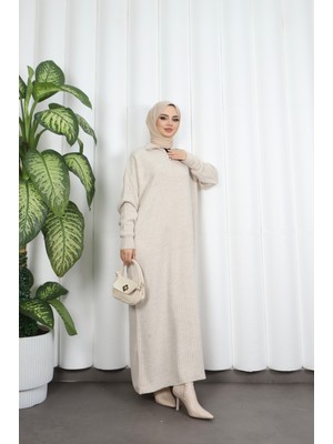 Nisum Moda Fitilli Fermuarlı Triko Elbise