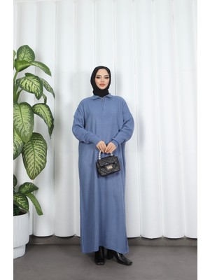 Nisum Moda Fitilli Fermuarlı Triko Elbise