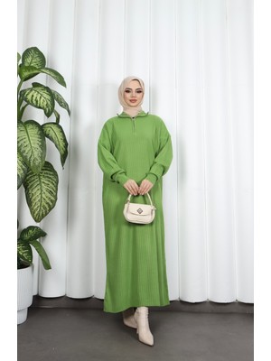 Nisum Moda Fitilli Fermuarlı Triko Elbise