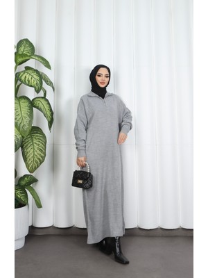 Nisum Moda Fitilli Fermuarlı Triko Elbise