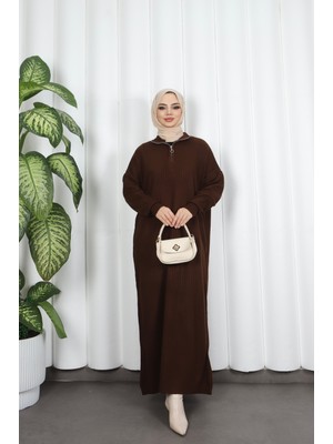 Nisum Moda Fitilli Fermuarlı Triko Elbise