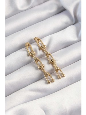 316L Çelik Altın Renk Sallantılı Model Küpe - Lisinya