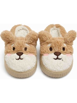 Gülardata Kadın Pelüş Tavşan Figürlü Yumuşak Ev Terliği - Bej