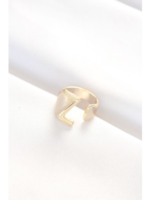 Z Harfli Altın Renk Ayarlanabilir Yüzük - Lisinya