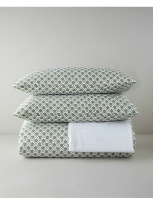English Home Chic Bloom Kolay Ütülenir Çarşaflı Çift Kişilik Nevresim Takımı 200x220 cm Yeşil