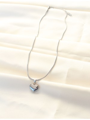 316L Çelik Gümüş Renk Kalp Kolye - Lisinya