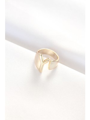 Y Harfli Altın Renk Ayarlanabilir Yüzük - Lisinya