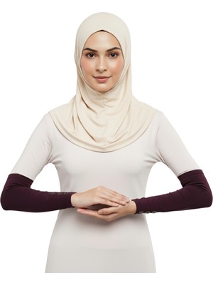 Altobeh Düğmeli Pratik Tesettür Kolluk Penye Namaz Kolluğu - Mürdüm