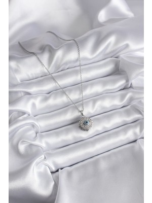 316L Çelik Gold Renk Zirkon Taşlı Göz Model Kadın Kolye - Lisinya