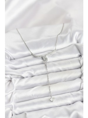 316L Çelik Zincir Gümüş Renk Yılan Model Y Kolye - Lisinya