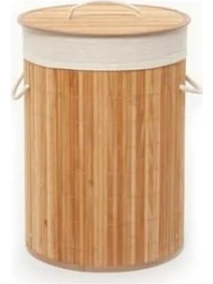 UltraMint Doğal Bambu Oval ve Yuvarlak Banyo Çamaşır Sepeti, Yeni Model
