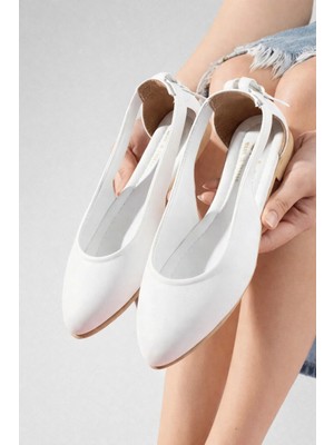 Behtah Kundura Kadın Yanı Açık Arkası Fiyonk Detaylı Babet Ofis Ev Babeti