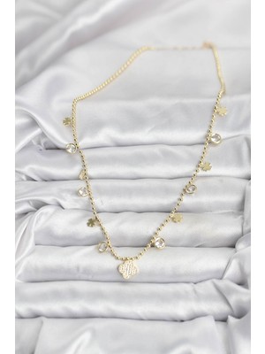 Pirinç Gold Renk Yonca Model Kadın Kolye - Lisinya