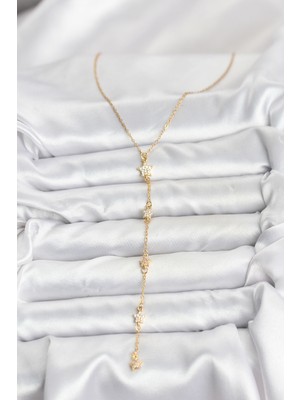 316L Çelik Zincir Gold Renkli Yıldız Model Kadın Y Kolye - Lisinya