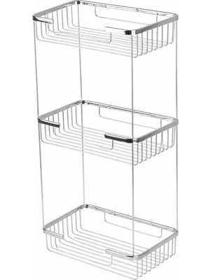 UltraMint Paslanmaz Pirinç Üçlü Dikdörtgen Krom Şampuanlık 15X22CM