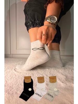 Ozzy Socks 3 Çift Kadın Taş Detaylı Dikişsiz & Takviyeli Patik Çorap