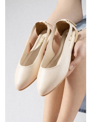 Behtah Kundura Kadın Yanı Açık Arkası Fiyonk Detaylı Babet Ofis Ev Babeti