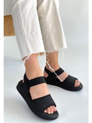 Jake Siyah Hasır Cilt Sandalet - Lisinya