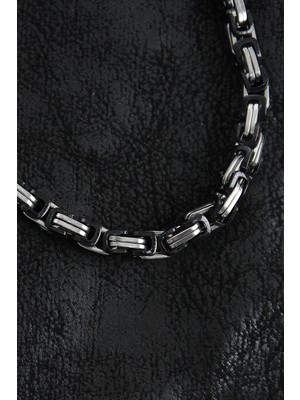 316L Çelik Kral Zincir Model Gümüş Renk Erkek Kolye - Lisinya