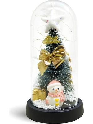 Yılbaşı Temalı Işıklı  Dekoratif Cam Fanus ALK5079 - Lisinya