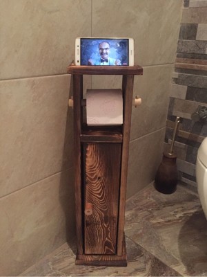 UltraMint Ahşap Tuvalet Kağıtlık ve Telefon Tutucu Standı, Şık ve Kullanışlı Tasarım