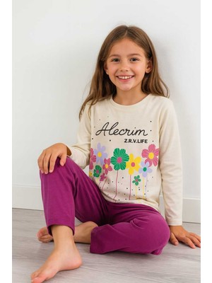 Tenra Çocuk Pijama Takımı %100 Pamuk Çiçek Desenli