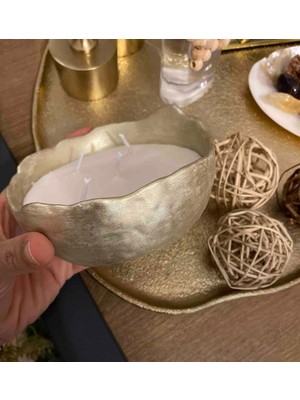 Twinroots Dekoratif Tasarım Gold Kasede Mum