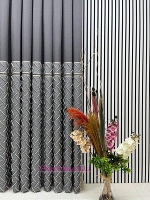 Perdecity Bohem Tarzı Saçaklı Antrasit Gri Hayran Pano Fon Perde 1x3 Sık Pile [tek Kanat] Ütü Istemez