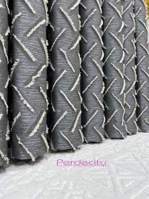 Perdecity Bohem Tarzı Saçaklı Antrasit Gri Hayran Pano Fon Perde 1x3 Sık Pile [tek Kanat] Ütü Istemez