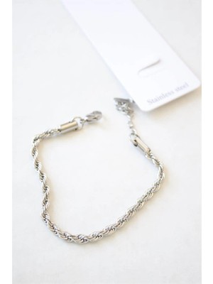 Remstdrk Burgu Çelik Bileklik 3mm - Gümüş