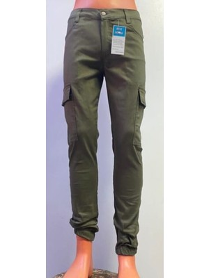 Beyzdenim Haki Lastikli Paça Kargo Pantalon