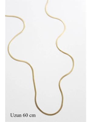 Remstdrk Uzun Ince Italyan Zincir Kolye (60 Cm) - Altın
