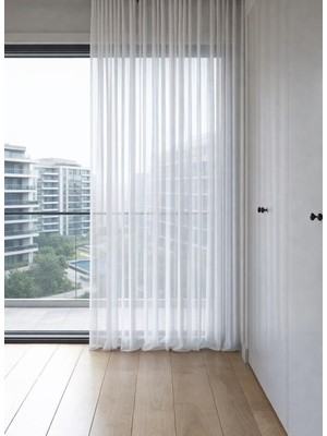 Ran Perde Düz Tül Perde - Kar Beyazı - Pileli Dikim 1x2,5 Pile - IIL54