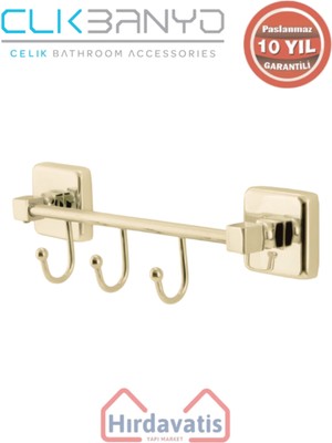 UltraMint Paslanmaz Pirinç Kumru Askılık Seti, 3’lü, Altın Sarı Gold