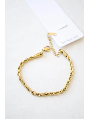 Remstdrk Burgu Çelik Bileklik 3mm - Altın