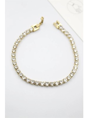 Remstdrk Taşlı Su Yolu Çelik Bileklik - Altın