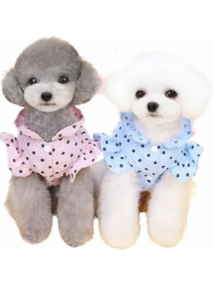 Braventa Collection Pileli Puantajlı Köpek Elbisesi Mavi M