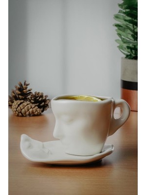 Braventa Collection Mithra Life 260 ml Yüz Şekilli Seramik Beyaz Kupa Takımı MIT1081