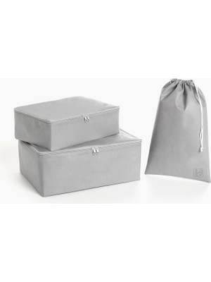 Braventa Collection Ocean Home Textile 3'lü Gri Renk Bavul Içi Düzenleyici Set