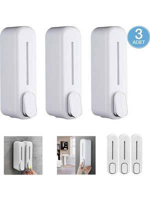 UltraMint 3'lü Banyo Duvara Monte Sabunluk ve Şampuanlık, Beyaz, 350ML