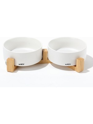 Braventa Collection M-Pets Opera Seramik Mama Kabı Bamboo Standlı 2X850ML White