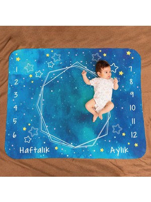 Braventa Collection Mavi Uzay Macerası Baby Shower Hediyesi Fotoğraf Çekim Battaniyesi