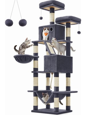 Braventa Collection Feandrea Kedi Ağacı, Büyük Oyun Kulesi, Yükseklik 206 Cm, 13 Çizik Tahtası, 1 Çizik Tahtası, 2 Platf