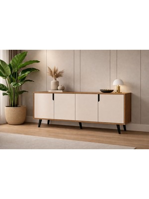 VM VERTEX MOBİLYA Latina Modern Konsol 180 cm Safir Meşe - Beyaz