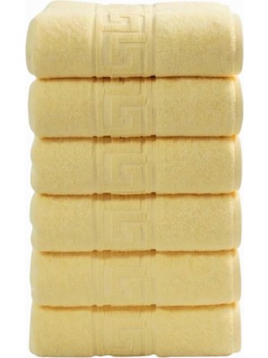 Braventa Collection 6'lı Sarı Greek El Havlusu - 50X90 Cm, 225 GR,%100 Pamuk, Spa ve Otel Havlusu, Günlük Kullanıma Uygu