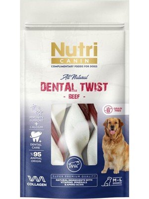 Braventa Collection Nutri Canin Dental Twist Sığır Etli Köpek Ödülü M-L 120 gr