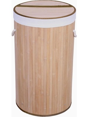 Braventa Collection El Yapımı Hasır Katlanır Çamaşır Sepeti Yuvarlak 60 Litre (35CM*35CM*61CM), Doğal Malzemeden Üretilm