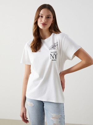 Lc Waikiki Yeni Sezon Bisiklet Yaka Tom & Jerry Baskılı Kadın Tişört