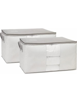 Braventa Collection Ocean Home Textile 2'li Mega Boy Pvc Pencereli Stuff & Things Gri Çizgili Hurç Set